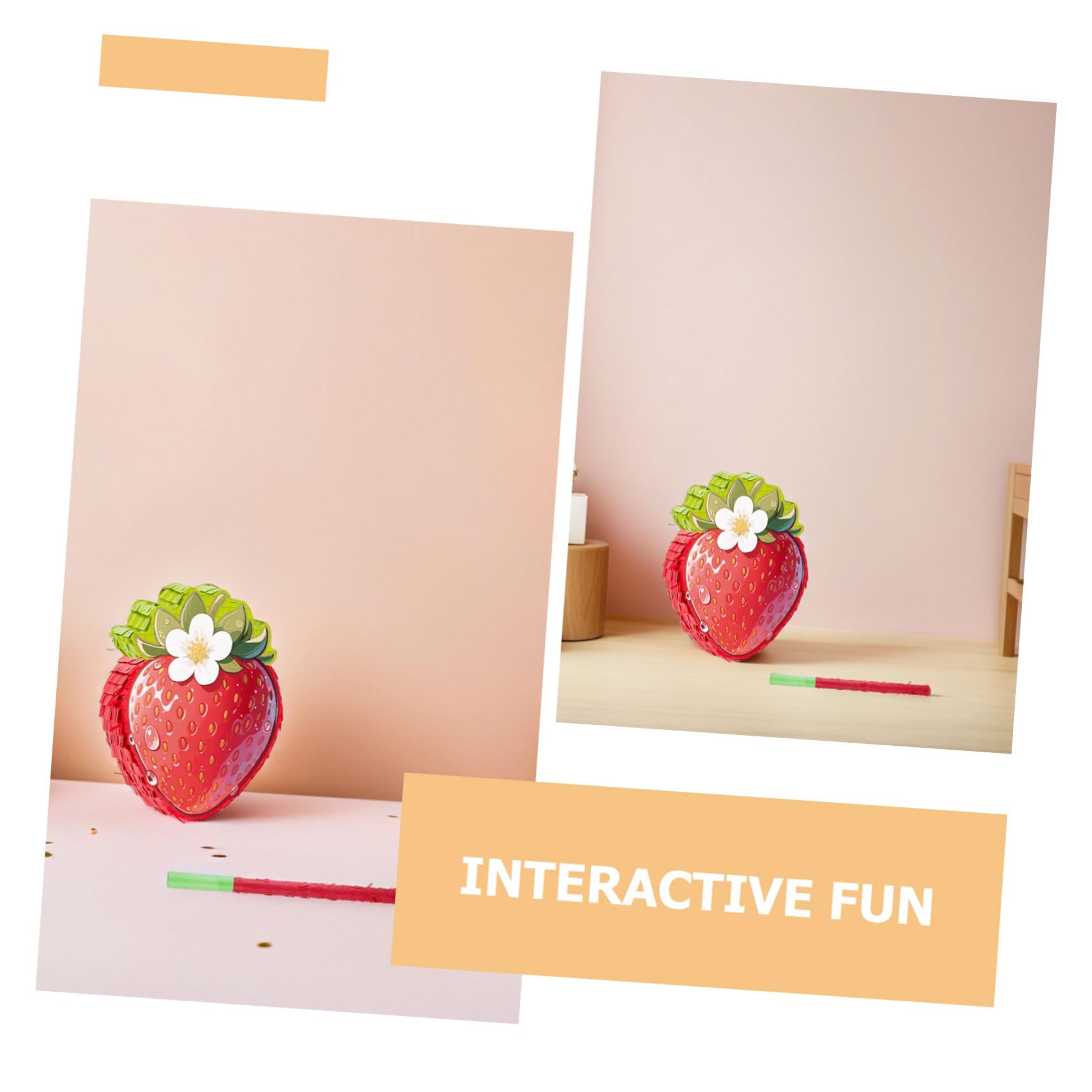 Rote Erdbeer-piñata mit Stock und Augenbinde für Stabile Papp-piñata mit Krepppapier Geeignet für Geburtstagsfeiern Babyshowers Cinco De Mayo und Sommer-partyspiele