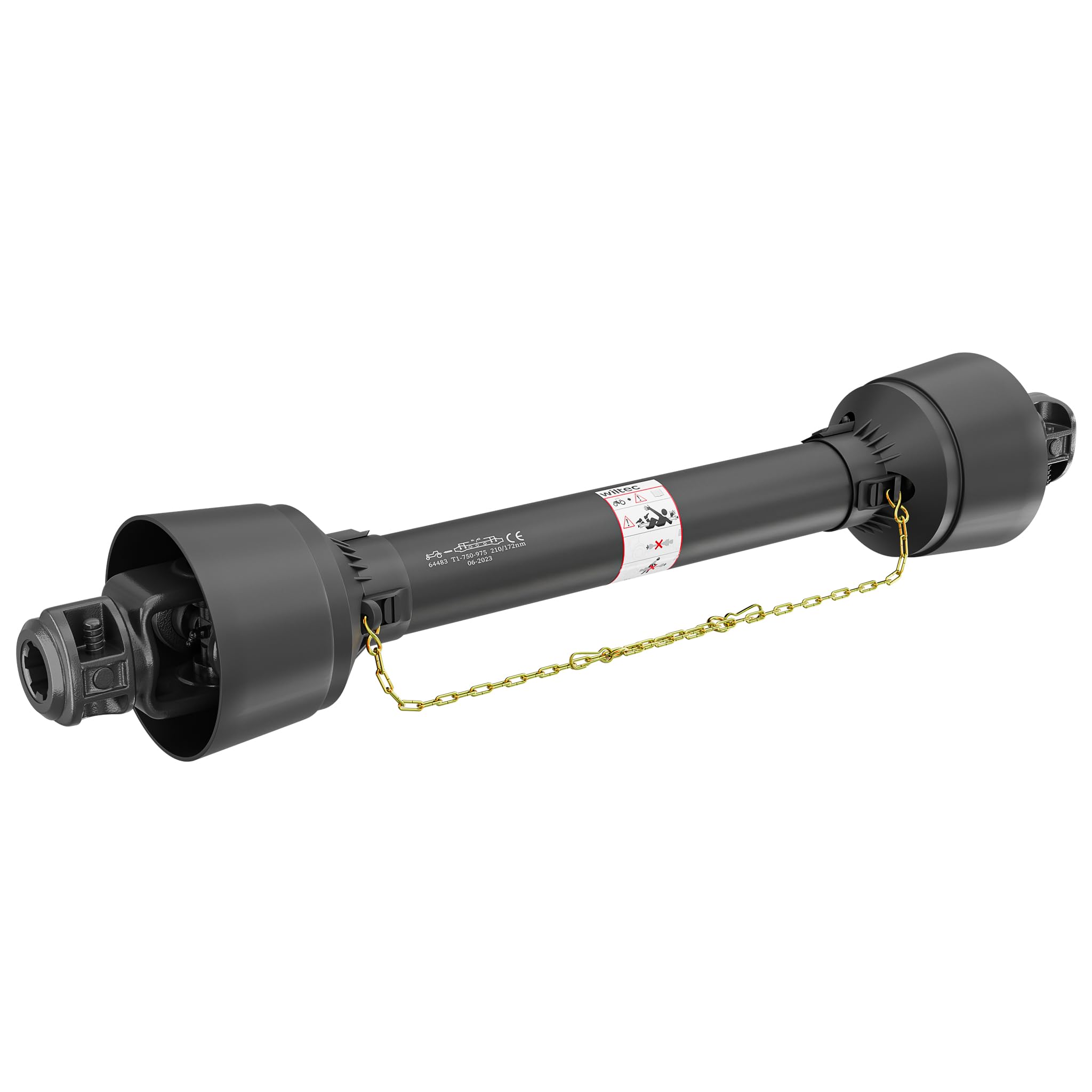 WilTec PTO Shaft T1 Drive Shaft 750mm 210Nm 540rpm, 18kW (25hp), 2x 1 3/8" 6 teeth Tractor Attachment