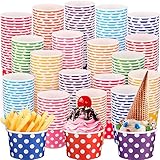 Zeyune 500 Pcs Ice Cream Cups Disposable Multicolor Paper Snack Dessert Cup Bowl for Wedding Birthday Party Supplies(6.5 oz)