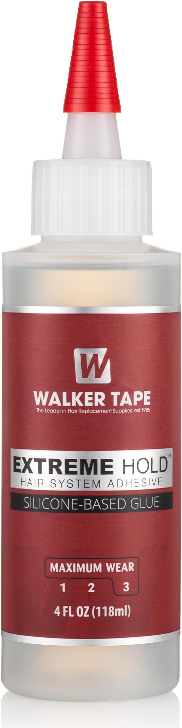 Extreme Hold Adhesive 4 fl oz Squeeze Bottle for Wig Installs, Lace Systems, Toupee Applications, Hair Tape Prep and Adhesive Strips Use Offering Maximum Wear Strength, Skin-Safe Bonding