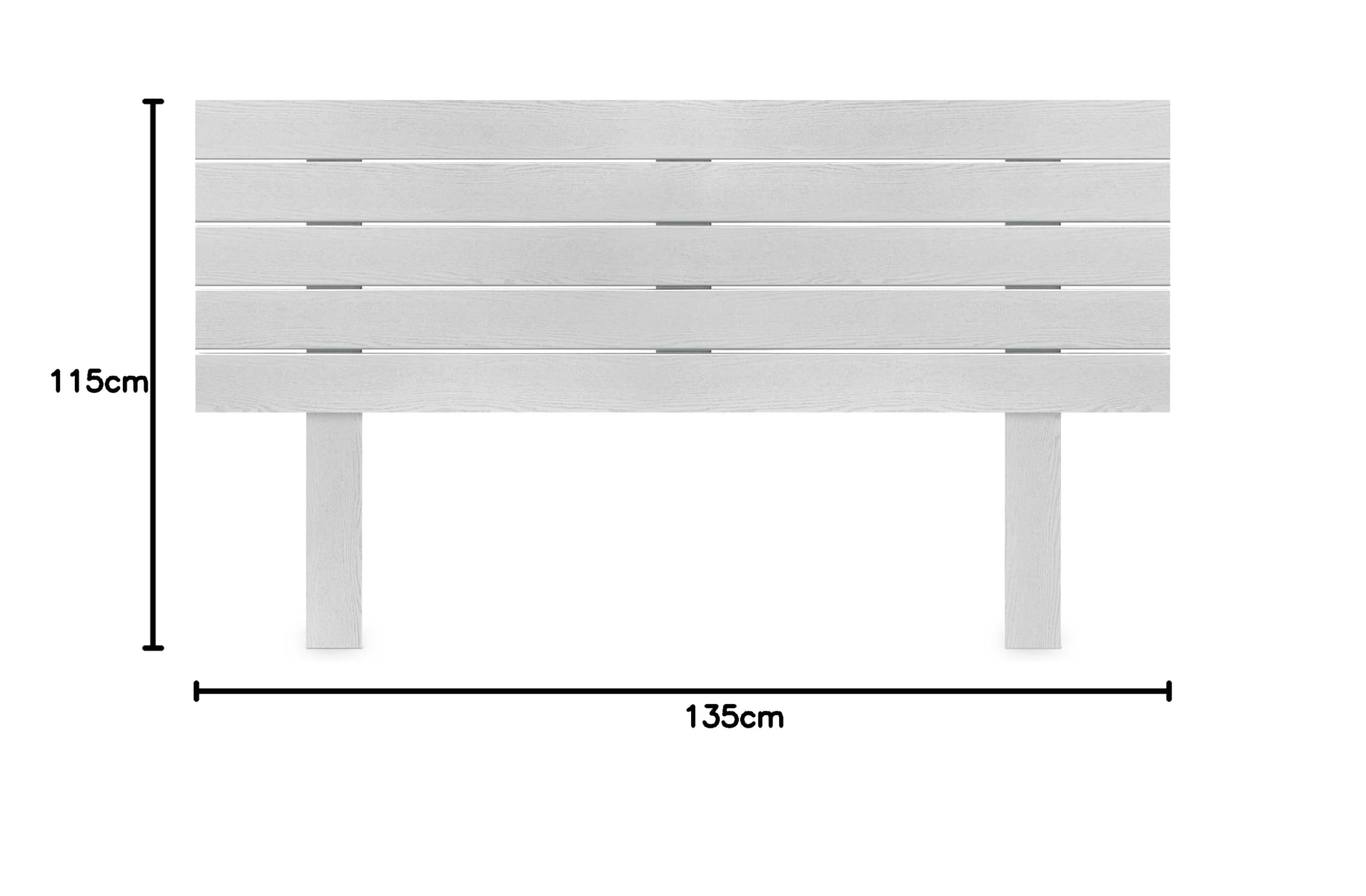DHOME Cabecero de Madera reciclada DM con Patas Estilo Palet Horizontal Cama Palets Herrajes incluidos (Blanco Madera, 135cm)