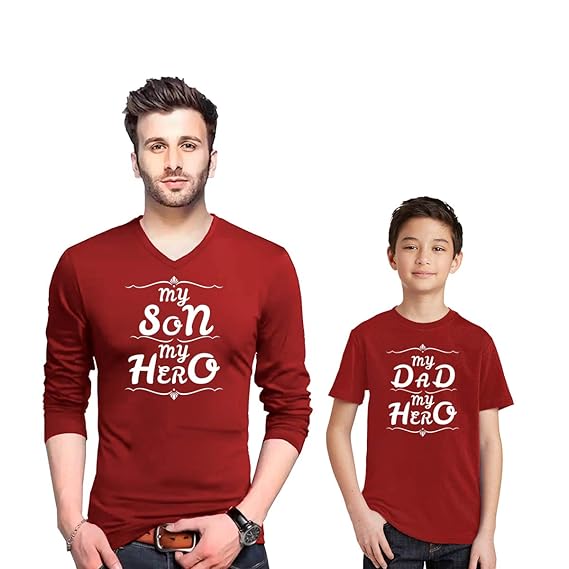 Wild Thunder Mens Slim Fit T-Shirt (FVMX-DAS-1026- Maroon Dad-X (42) -Kid Age (11to12))