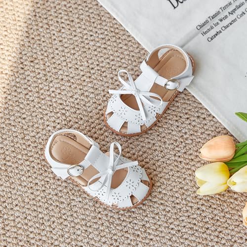 Image of Flaryzone Girls Sandals Closed Toe Summer Flats Dress Sandals Shoes Toddler /Little Kid