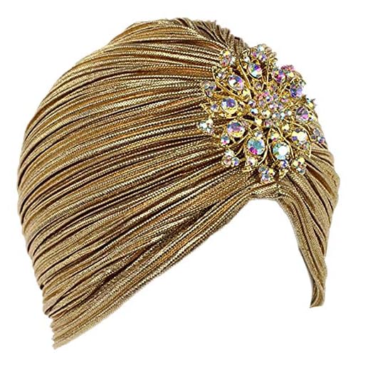 La Mujer De La Colmena del Turbante Sombrero De Punto Turban Headwraps con Broche del Cristal Desmontable