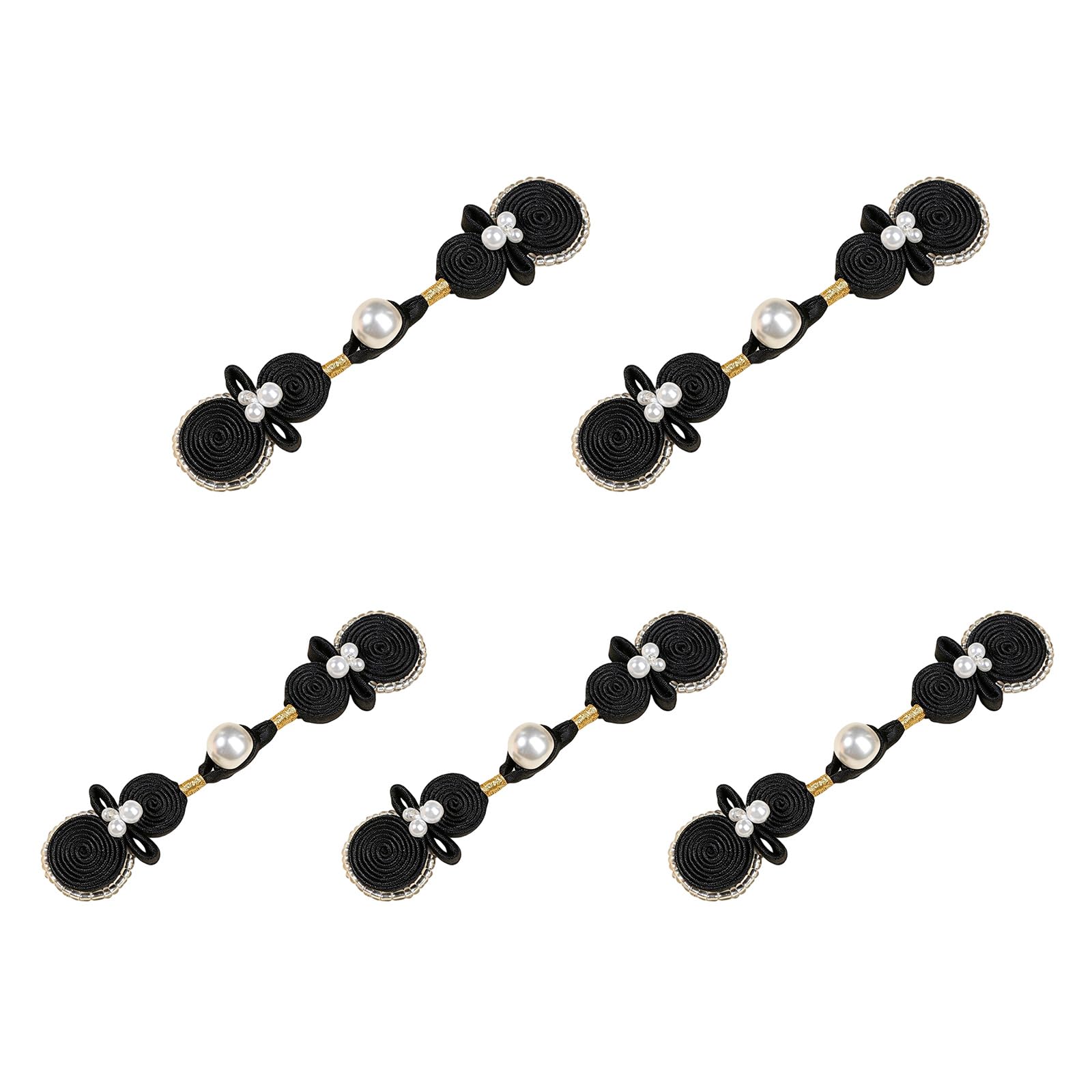 APGLSXY 5Pcs Pearls Gourd Oriental Fabric Button Closure Cheongsam Knot Button Fasteners for Cheongsam Dress Garment Making Chinese Fabric