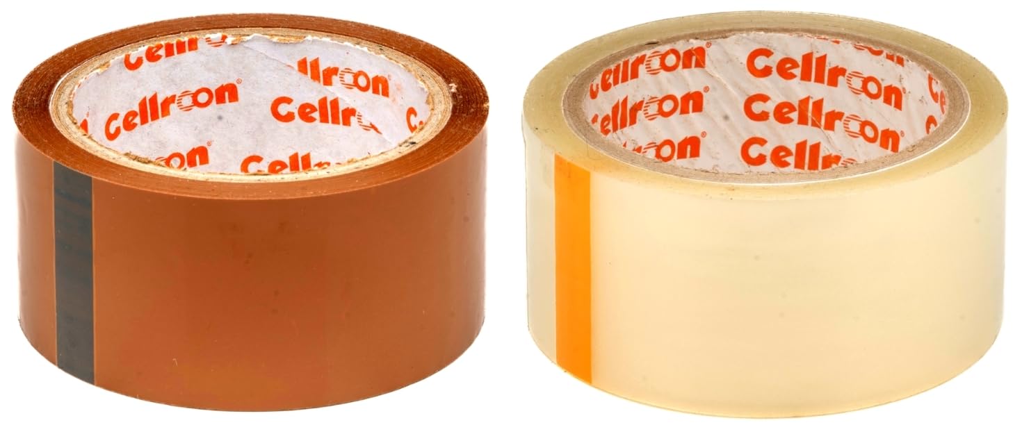 Cellroon Transparent & Brown cello tape (2inch / 65meters) it is use for Office tasks, craft and DIY Projects, Packaging and Shipping | Quick Fixes, Cost-Effective, Versatility (pack of 2) (B0DHQHBXT7) Amazon Price History, Amazon Price Tracker