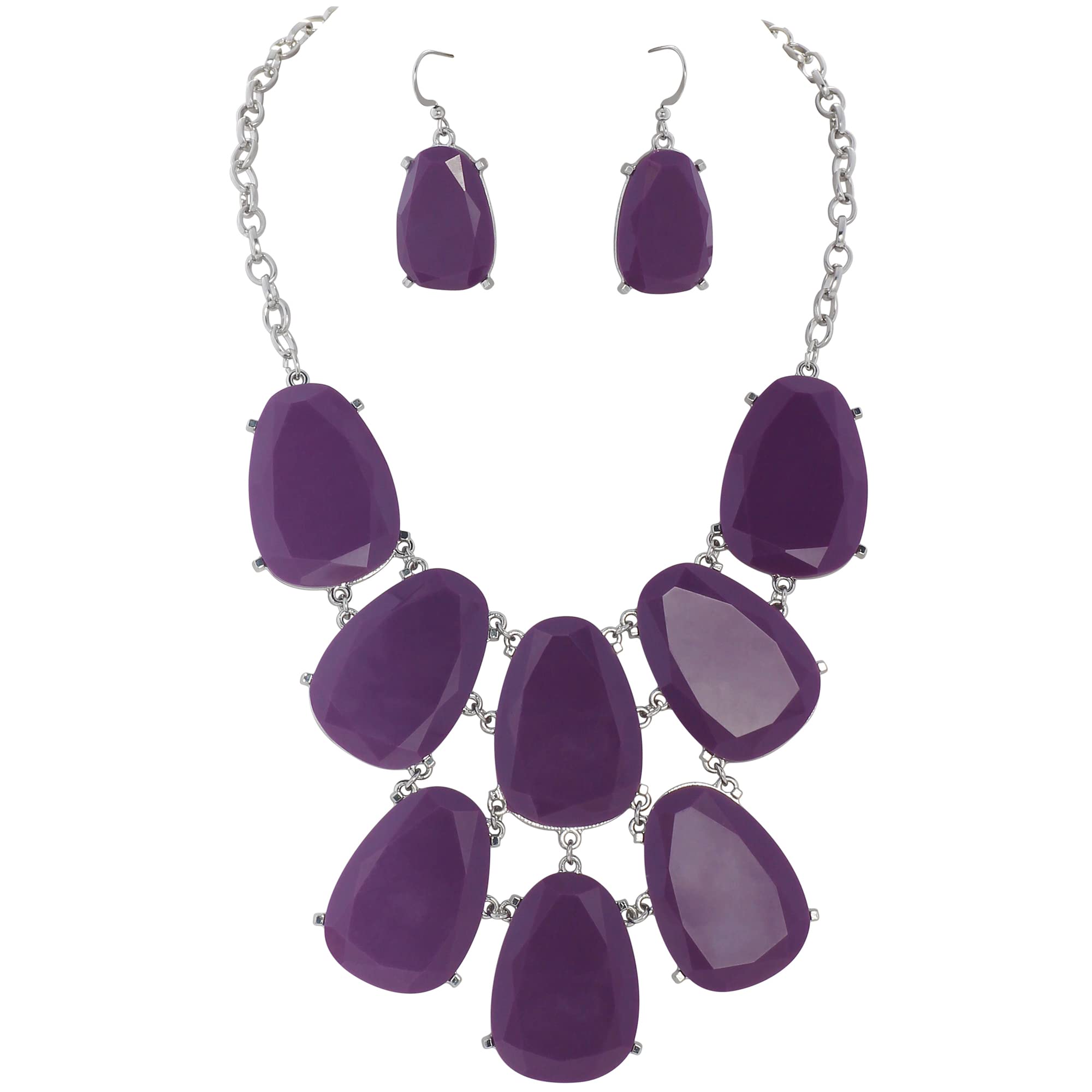 Firstmeet Chunky Bubble Statement Collar Necklace with Earrings for Women