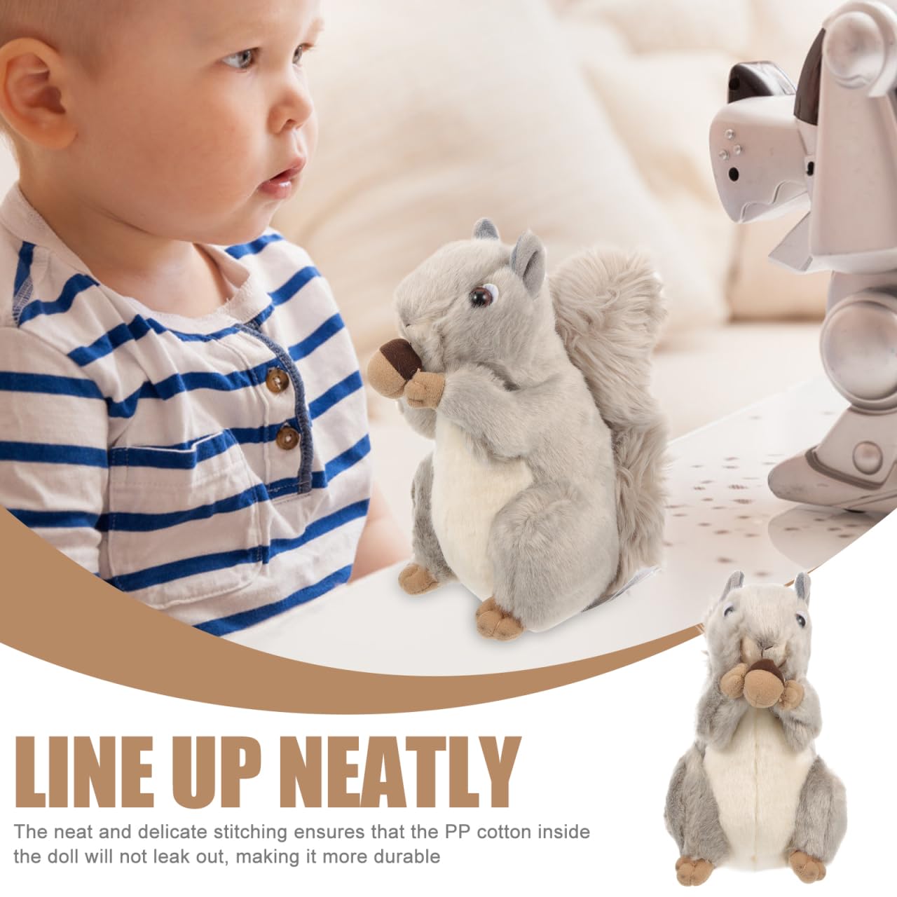 Toyvian Squirrel Stuffed Animal Plush Soft Toy for Kids Home Office Party Decoration 8.27In Durable Doll with Fine Stitching - Image 4