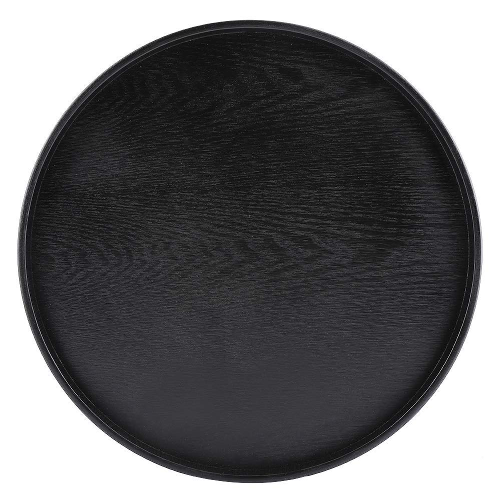 Plateau Rond en Bois Noir 37,5 cm