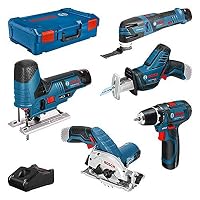 Bosch Professional 12V System 6-tlg Combo Kit Bohrer Stichsäge Kreissäge Säbelsäge Multitool Lampe
