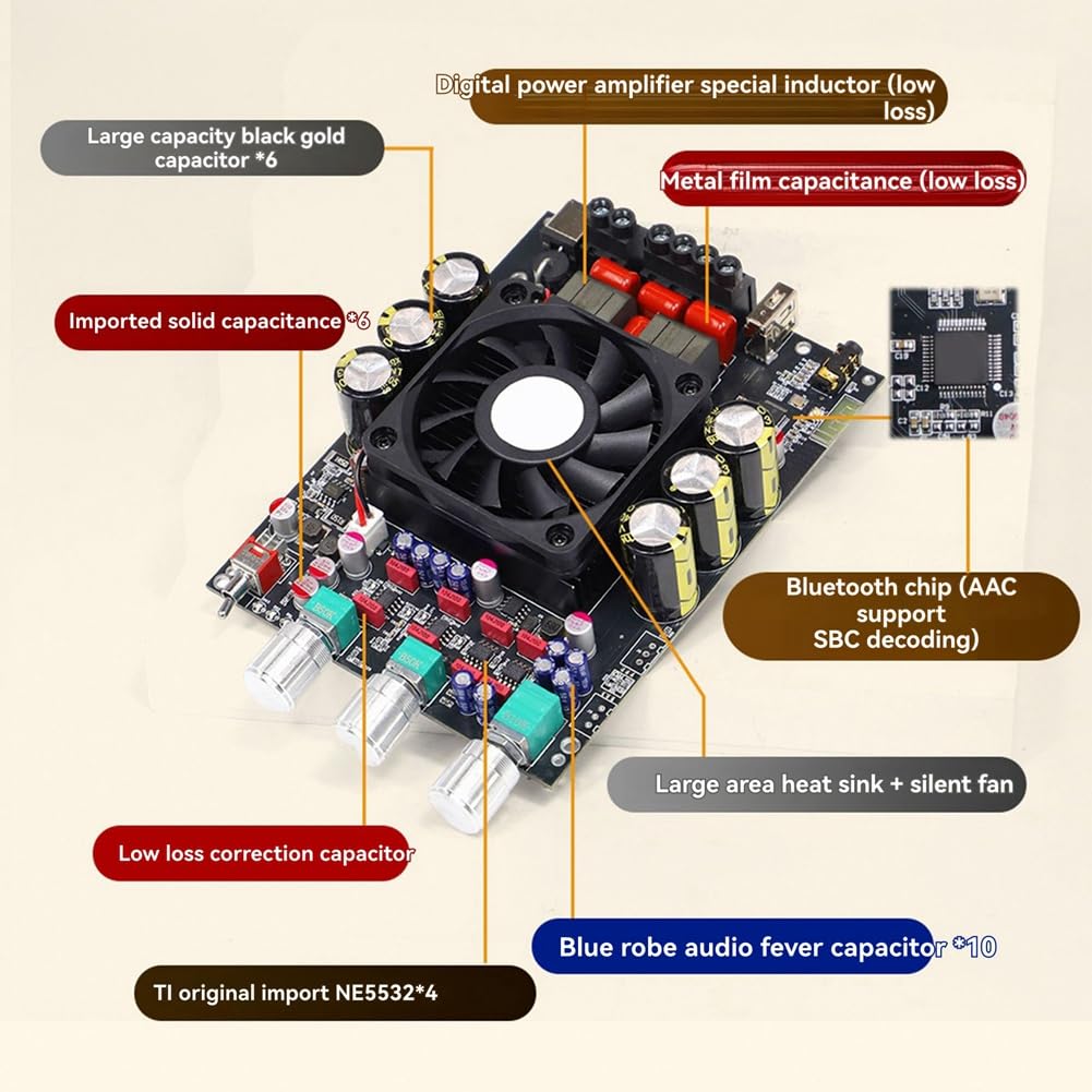 Conseil D'Amplificateur Audio Bluetooth XY-T3002P 300Wx 2 Module D'Amplificateur Audio TPA3255 avec Boîtier et Subwoofer Stéréo AMP Board