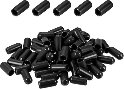 DMiotech Paquete de 80 protectores de rosca de tornillo negros de 14 pulgadas (0.236 in) de diámetro interior, tapas de goma para pernos de tornillo