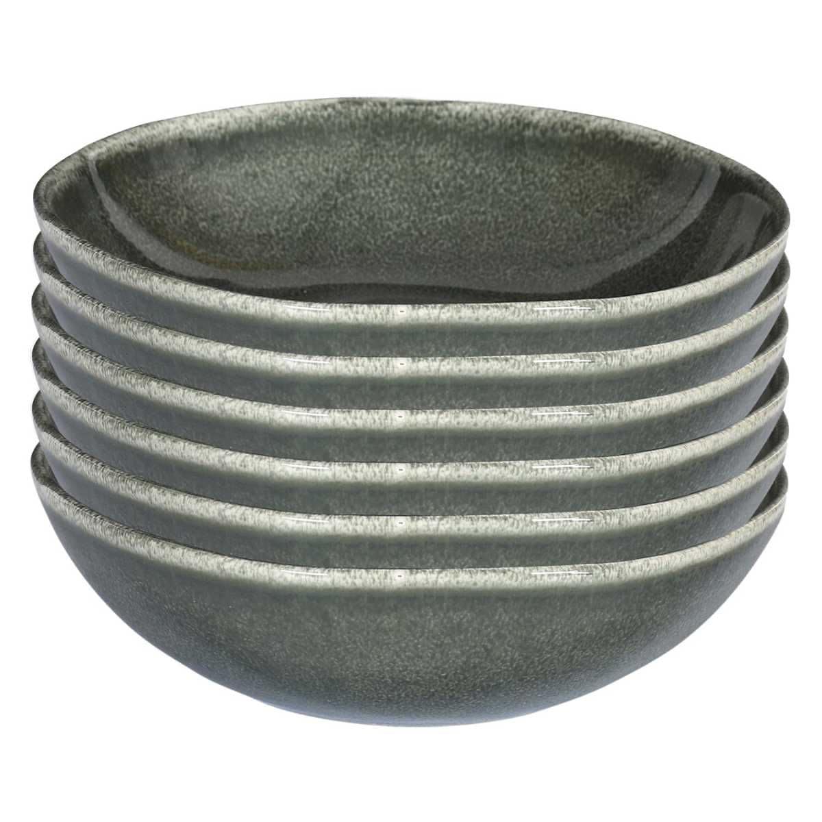 AltoBuy Set de 6 Assiettes Creuses en céramique au grés du Temps Vert (Ø18,7cm) - Maka