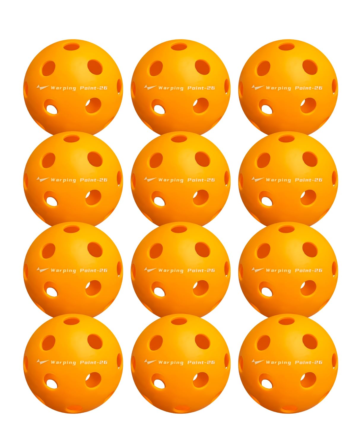 Warping Point Indoor Pickleball Balls | 26 Holes | 4 Pack, 12 Pack | Meet USAPA Specifications | High Bounce Durable Practice Pickle Ball with Mesh Bag for Beginner Intermediate Player | Orange, Blue