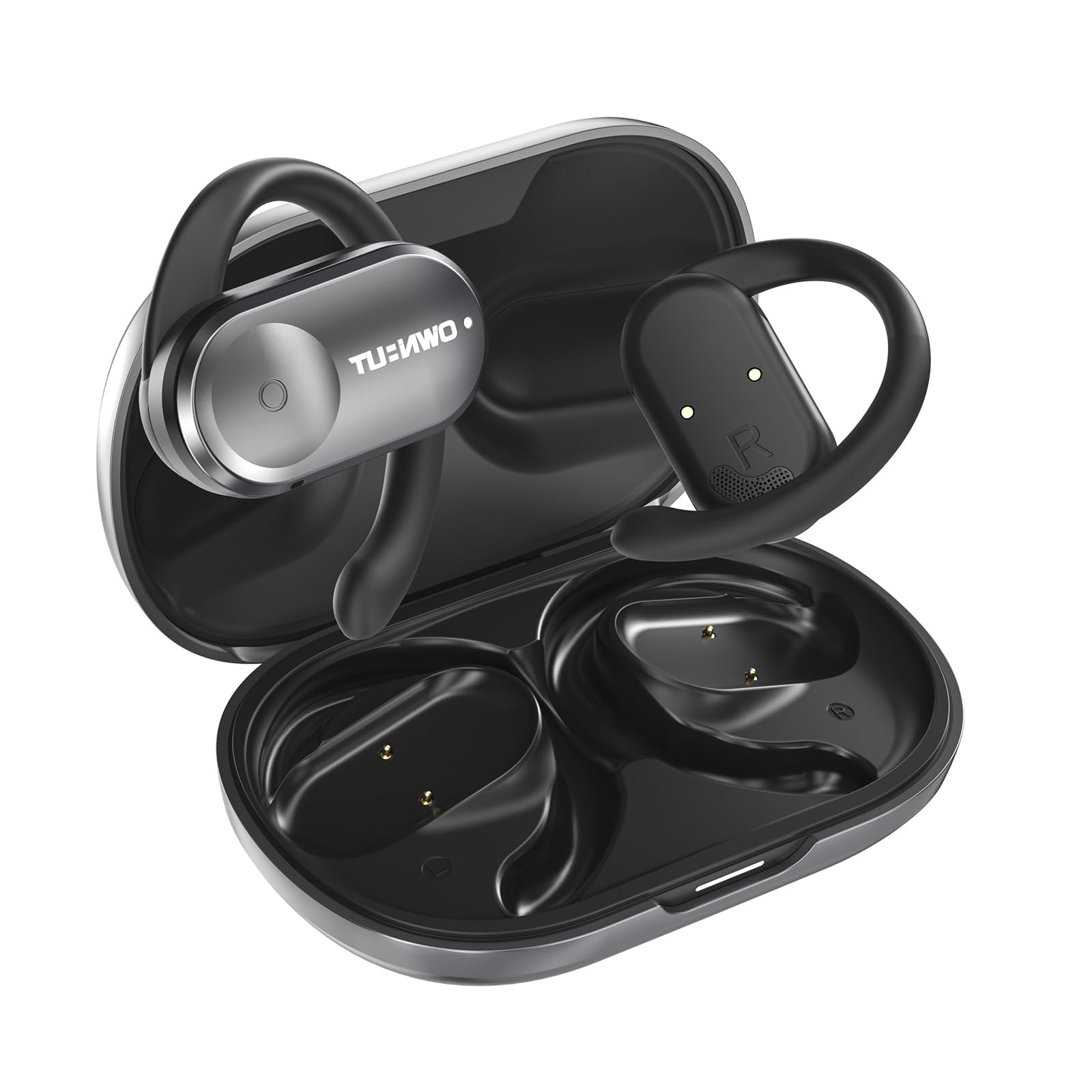 Open Ear Headphones Bluetooth 5.3, Touch Control True Wireless Sports Headphones, Open Ear Earbuds with Enhanced Bass, 50 Hours Playtime, 120° Angle