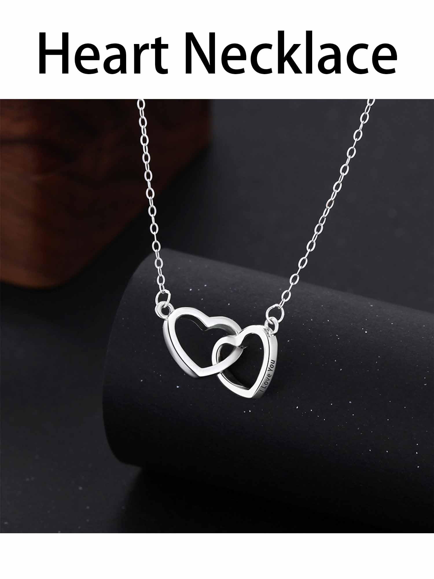 Regalo de oso de abrazo de rosas preservadas para mujeres con collar de corazón, rosas eternas, regalos para esposa, mamá, abuela, novia, Navidad, día de San Valentín, cumpleaños (rojo, plata S925)