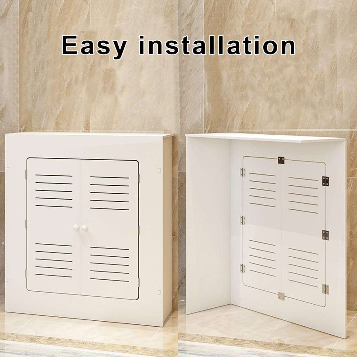 Cubierta para radiador con Moderna Barrera de privacidad Puertas y Rejillas Verticales - Armarios para Sala de Estar Oficina y Dormitorio (50 * 80 * 15cm)