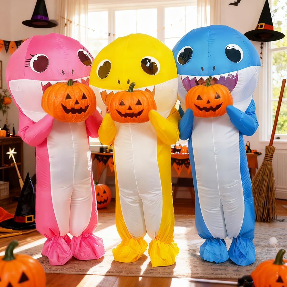 Inflatable Shark Costume for Adult, Halloween Blow up Shark Costume, Funny Party Cosplay Costume Fancy Dress up - Image 3