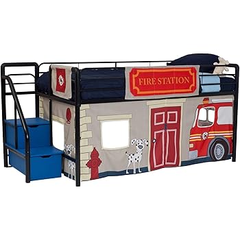 dhp junior twin metal loft bed with storage steps