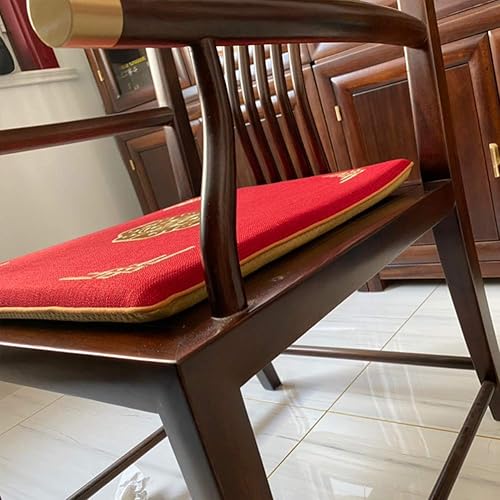 Miniatura 4 de Almohadillas suaves y cómodas para silla de sala de estar, balcón, cojín chino antideslizante, cojín de asiento bordado de lino de algodón, color