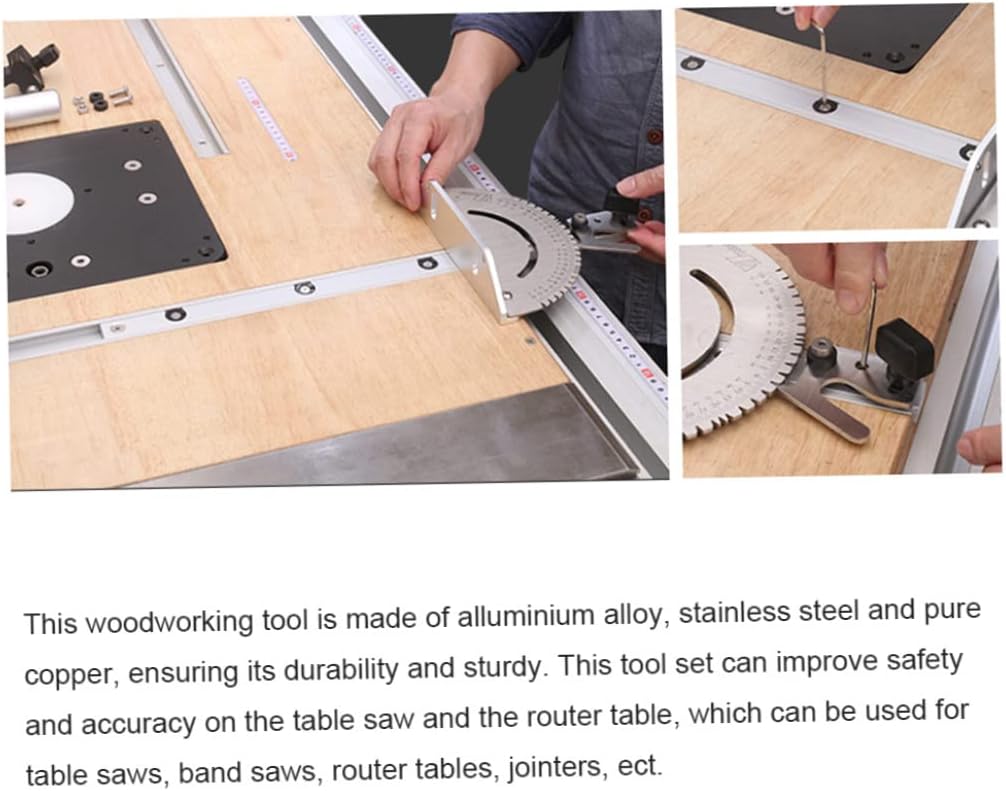 Woodworking DIY Tools Table Saw Precision Miter Gauge Push Handle Tenon Limit Set