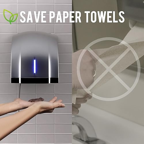 Miniatura 3 de Secadores de manos para baños, montaje en pared, paquete de 3 sopladores eficientes de viento frío y cálido, secado rápido para baños de la