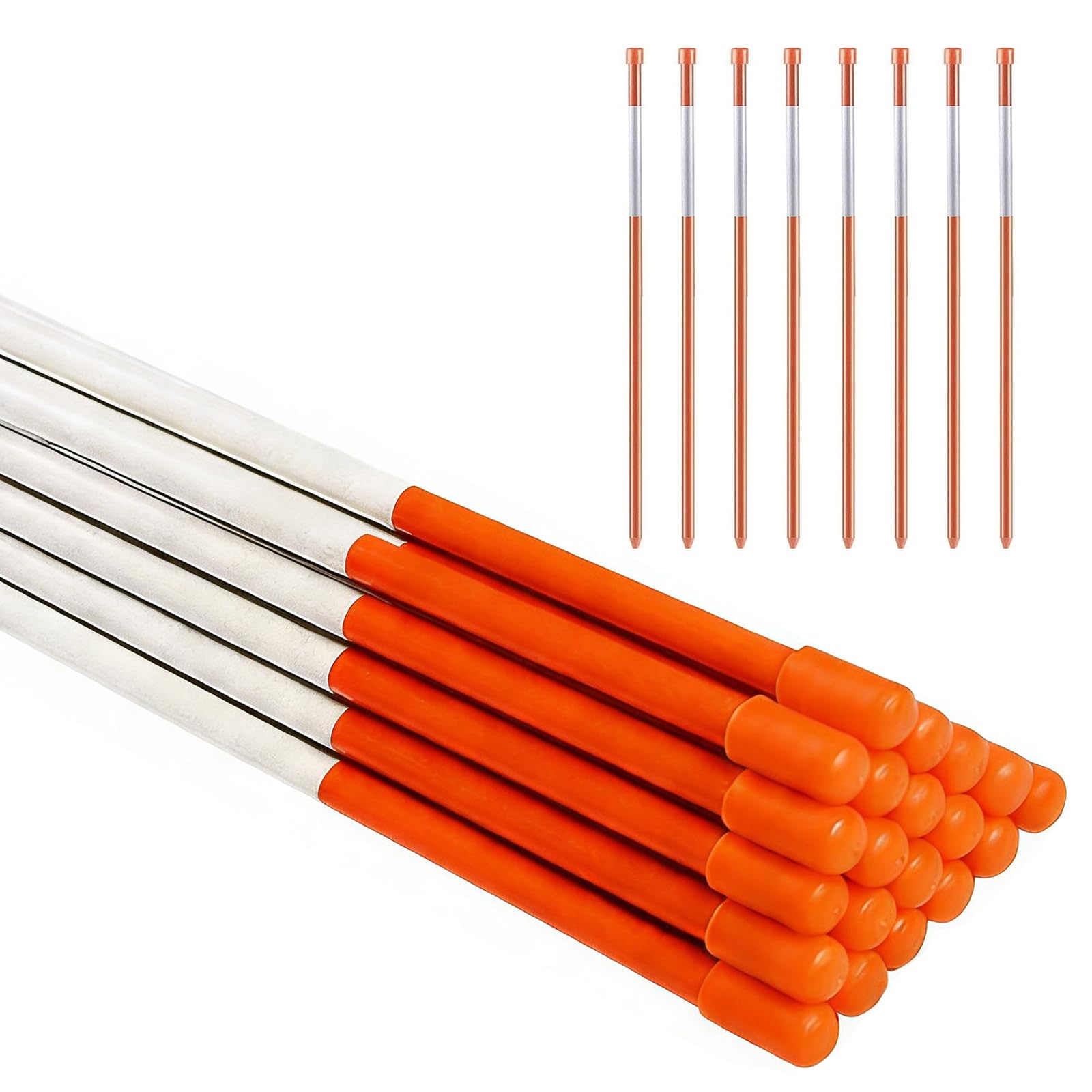 Driveway Markers with Reflective Tape 20 Pcs 48 Inch Solid Fiberglass Pole Snow Stakes for Parking Lots, Walkways, Ski Slopes Road (5/16 Inch Diameter)