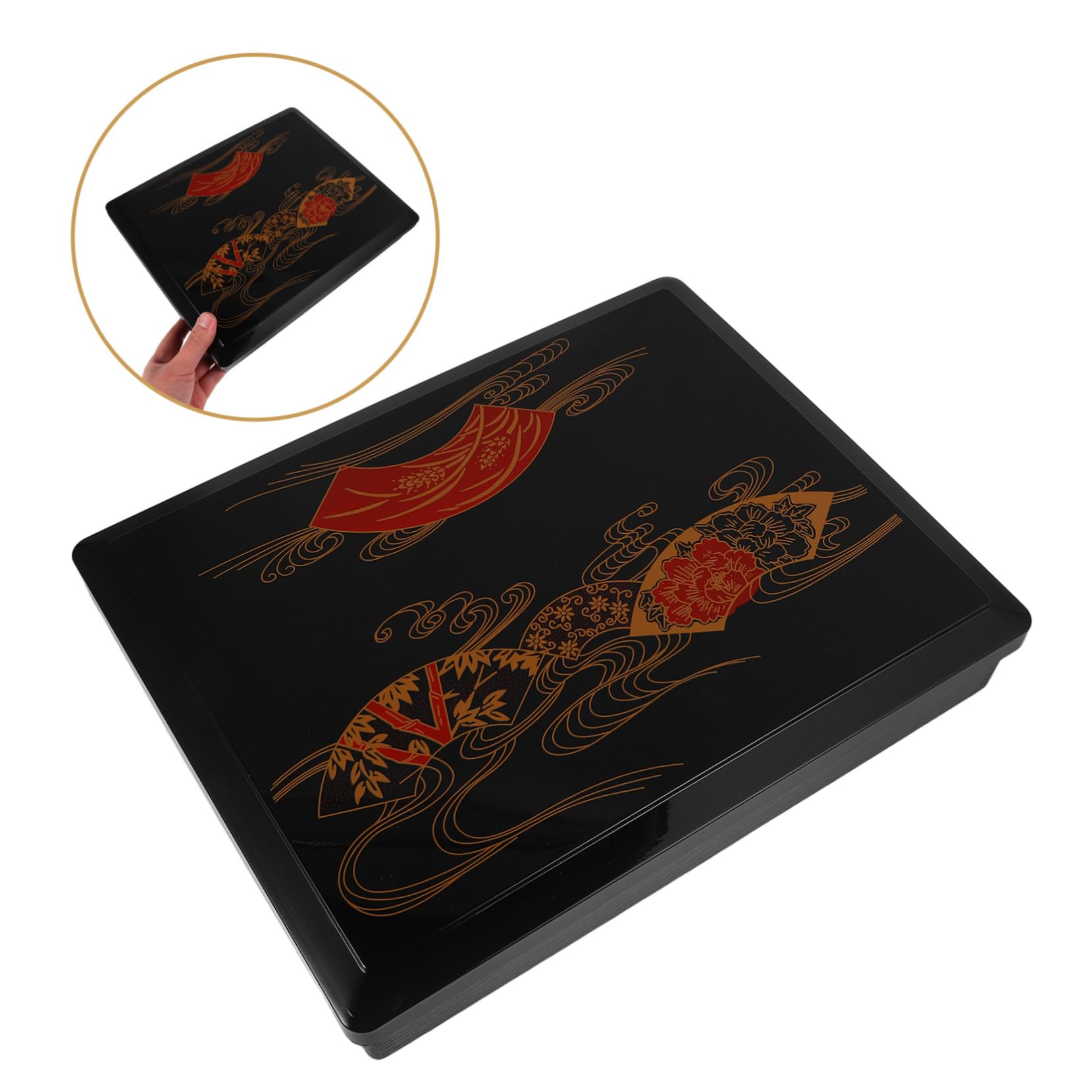 Boîte Bento Japonaise à 6 Compartiments, Plastique Réutilisable Noir