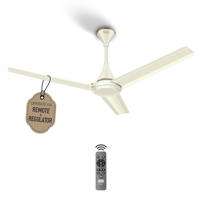 KUHL Fest B1 1200MM Power Saving BLDC Ceiling Fan | 28W | Saves Upto 65% Electricity | BEE 5 Rated & ISI Marked | High Air Flow | Stylish Design | Remote & Regulator Operated | Ivory