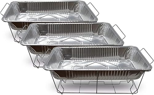 Miniatura 2 de Juego de platos de bufé desechable | Servidores y calentadores de bufé, kit de servicio de bufé | Incluye combustible para rozar, estantes de