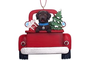 Kurt Adler Brown Chocolate Lab Dog in the Back of Truck Ornament