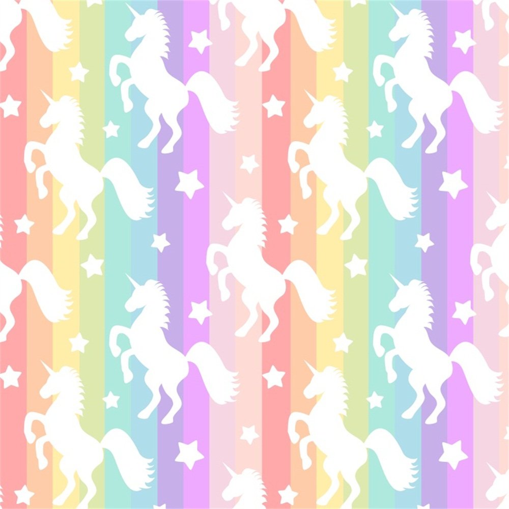 Laeacco 2x2meter White Unicorn Backdrop Vinly Photography Background Colorful Vertical Striped Photo Background White Uniocrn on Background Unicorns Photo Backdrop Children Baby Girls Birthday Decor