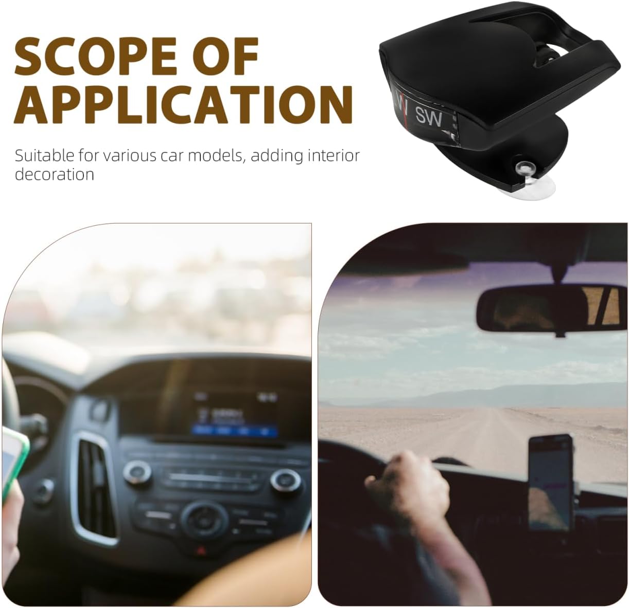 Car Dashboard Compass Ball Decorative Auto Marine Boat Dashboard Compass with Suction Base for Vehicle and Truck
