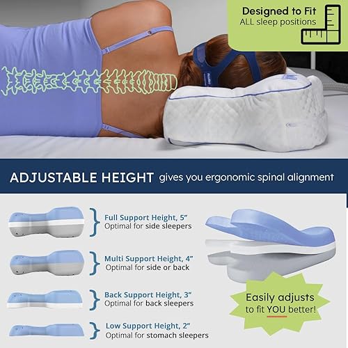 Miniatura 6 de Contour CPAPMax Gel de enfriamiento - Almohada CPAP para personas que duermen de lado, espalda y estómago con espuma viscoelástica ajustable,