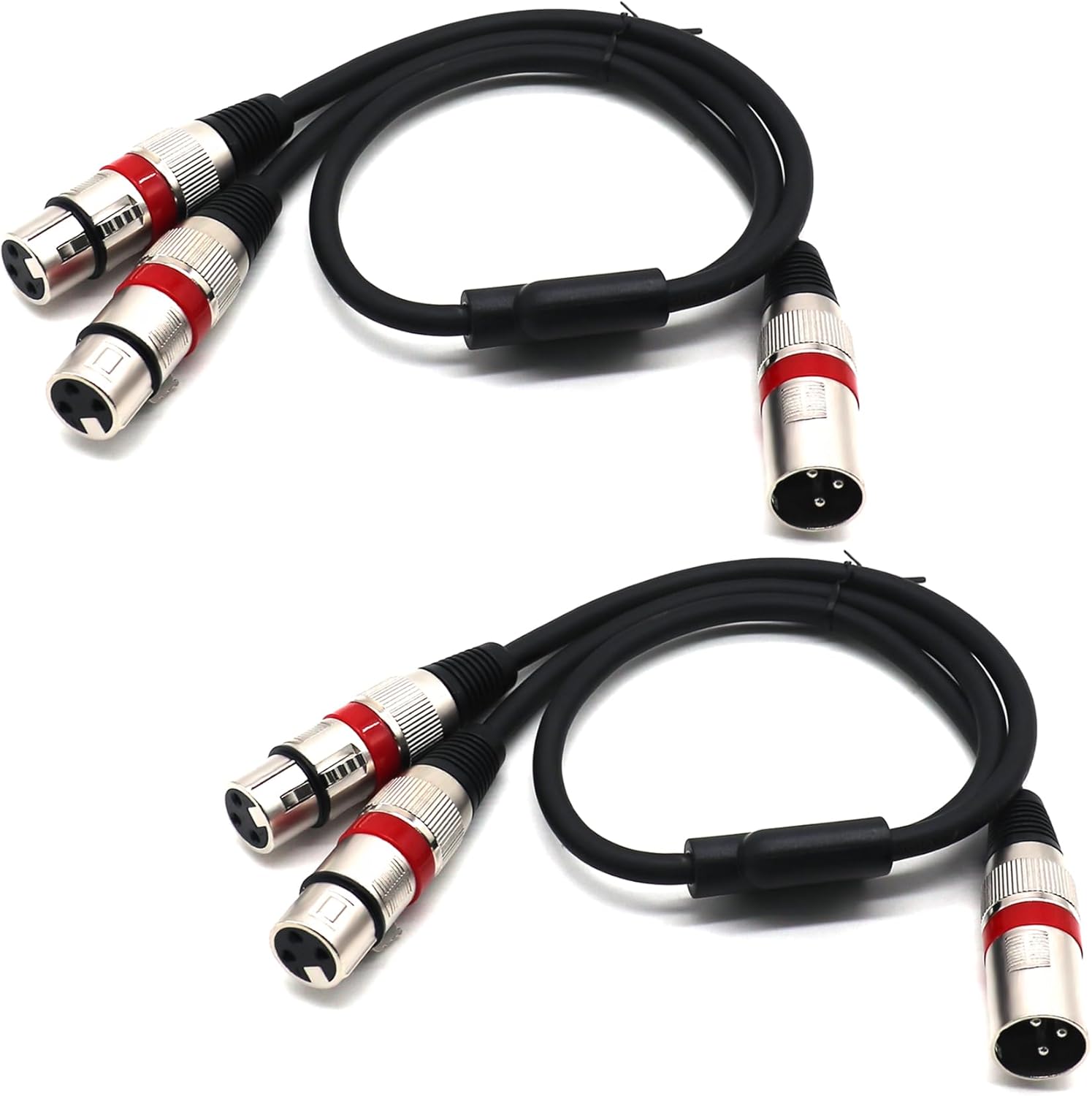 SiYear XLR Splitter Balanced Cable – XLR Male to Dual Female 3 Pin Patch Y Cable Microphone Splitter Cord Audio Adapter 50CM (2PACK)