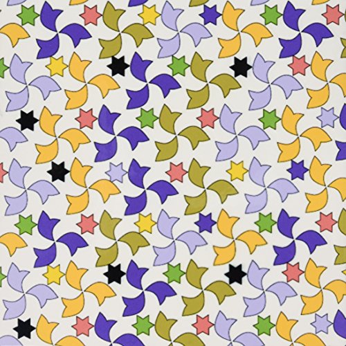 3dRose ct_56712_2 Yellow Purple and Green Spanish Alhambra Geometric Mosaic Pattern on White Windmills and Stars Ceramic Tile, 6-Inch