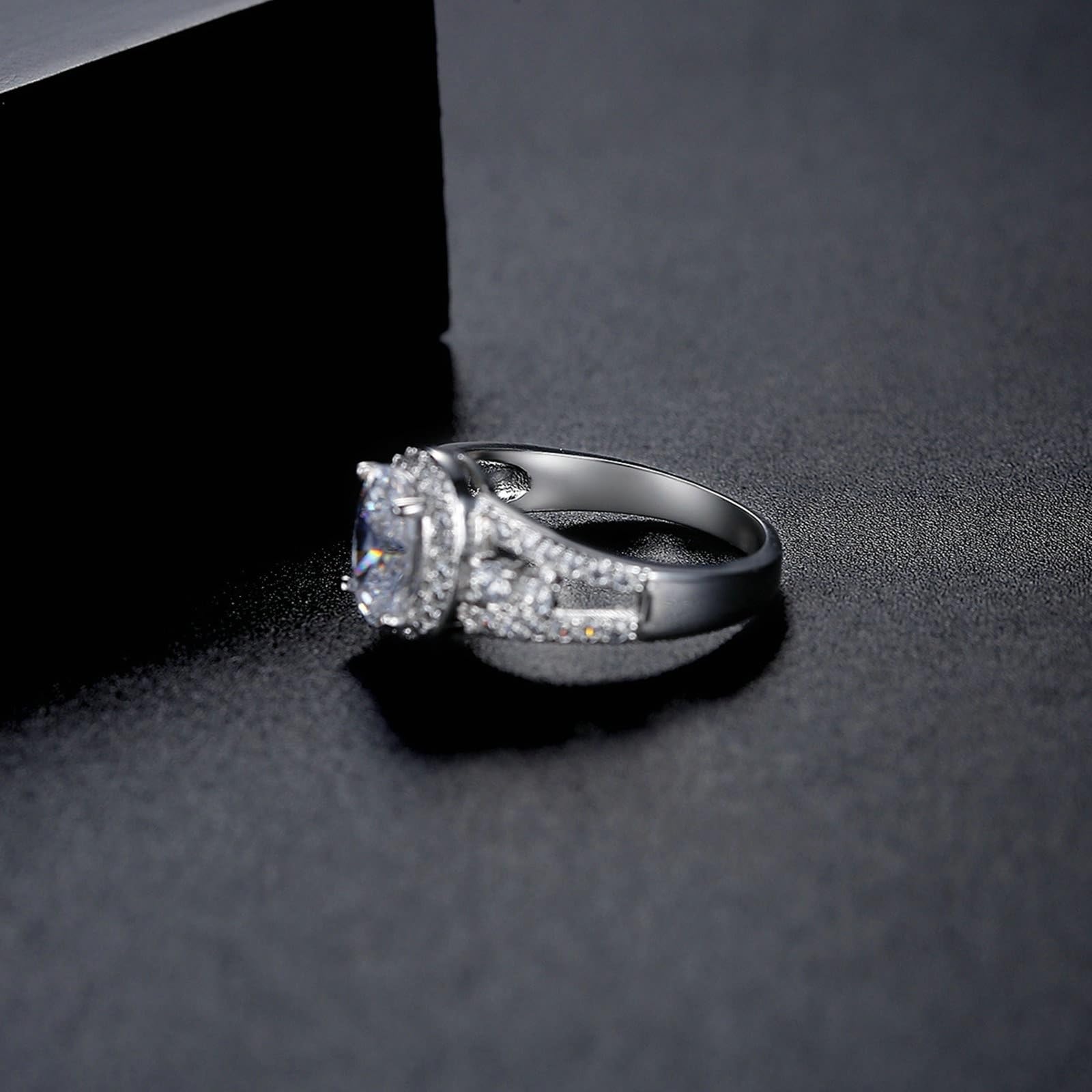 14 Karat Weißgold Partnerringe Labordiamant Weiß, Verlobungsring Damen mit Ovalem Labordiamanten