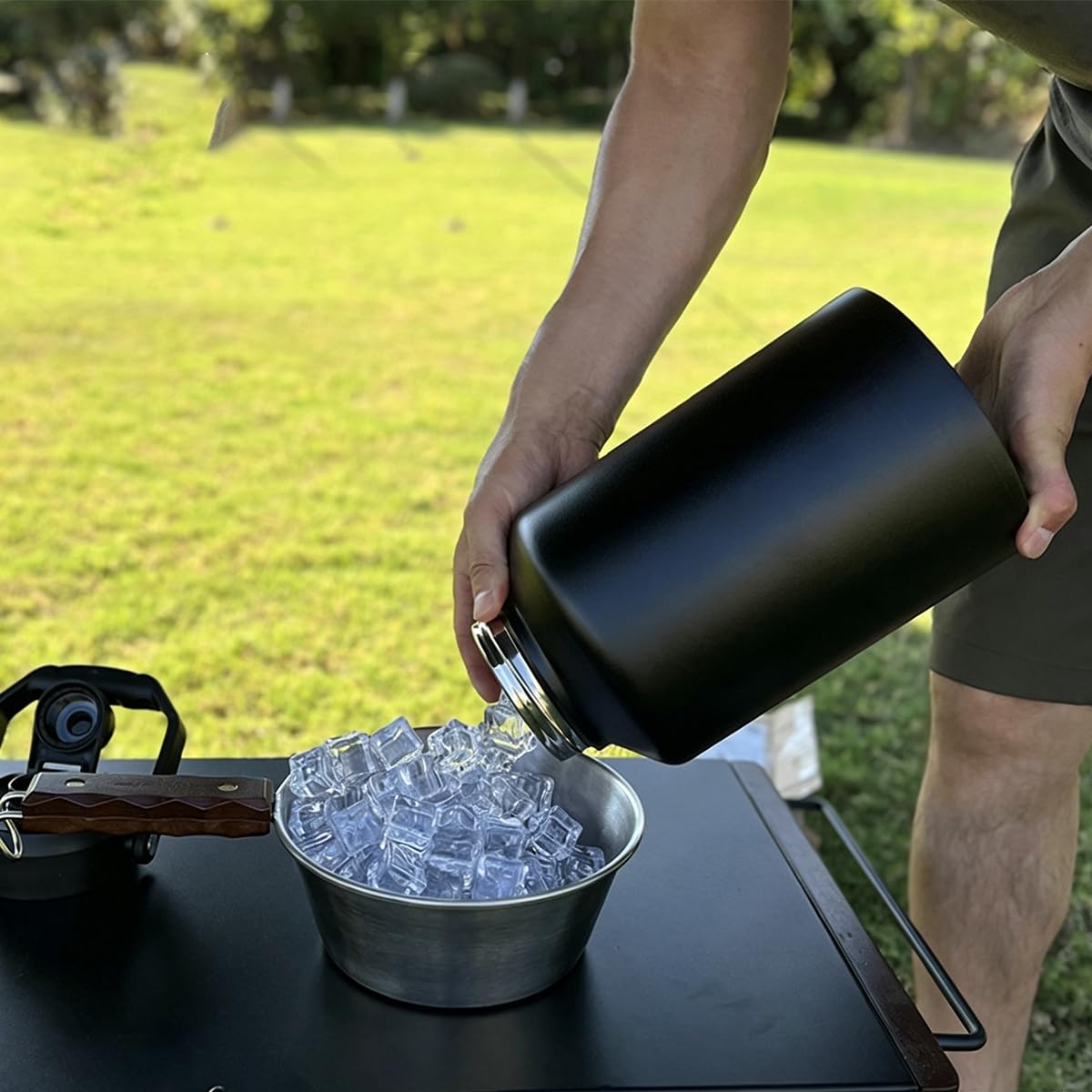 Borraccia termica con manico, grande capacità da 3,8 l, per sport, palestra, fitness, mantiene il freddo per 48 ore e per 24 ore