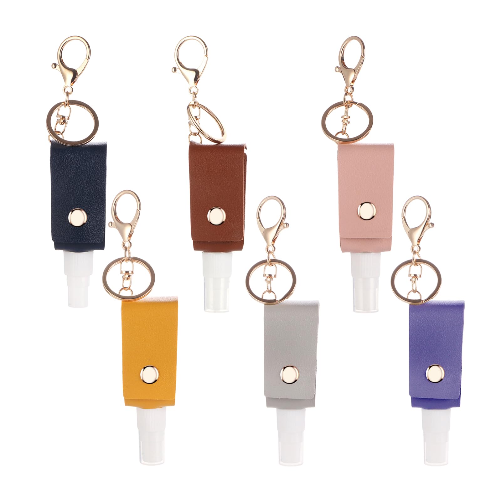 WUMUZAI 6 Pack Keychain Alcohol Spray Bottle, Mini Travel Size Spray Bottle 30ml, Portable Refillable Hand Sanitizer Bottle Case Holder, Empty Small Perfume Spray Bottle for Water Soap Lotion, B