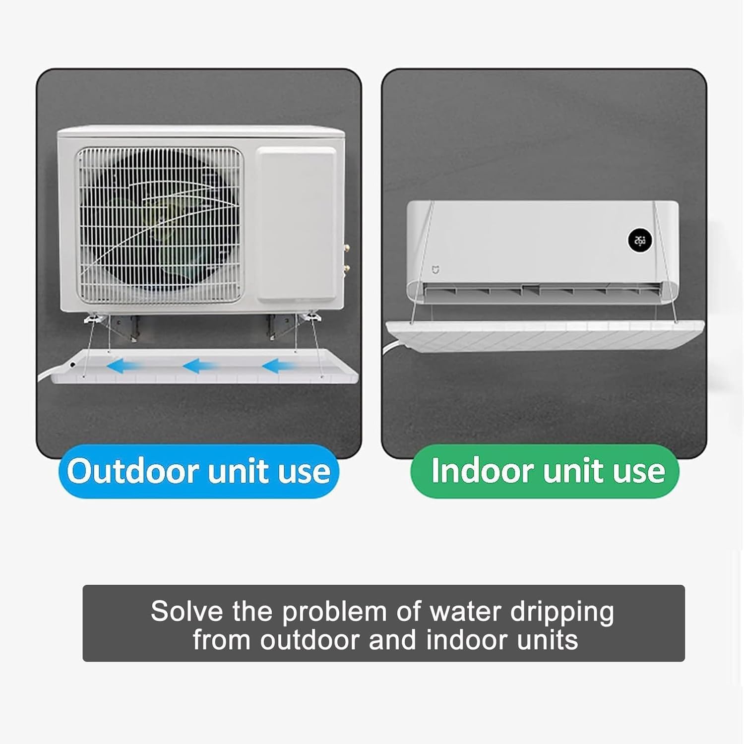 Bandeja de Goteo para condensado de Aire Acondicionado, Sumergible con desagüe, para Aire Acondicionado Split Interior/Exterior (81,5 x 33 cm / 32 x 13 Pulgadas, Manguera de 3 m)