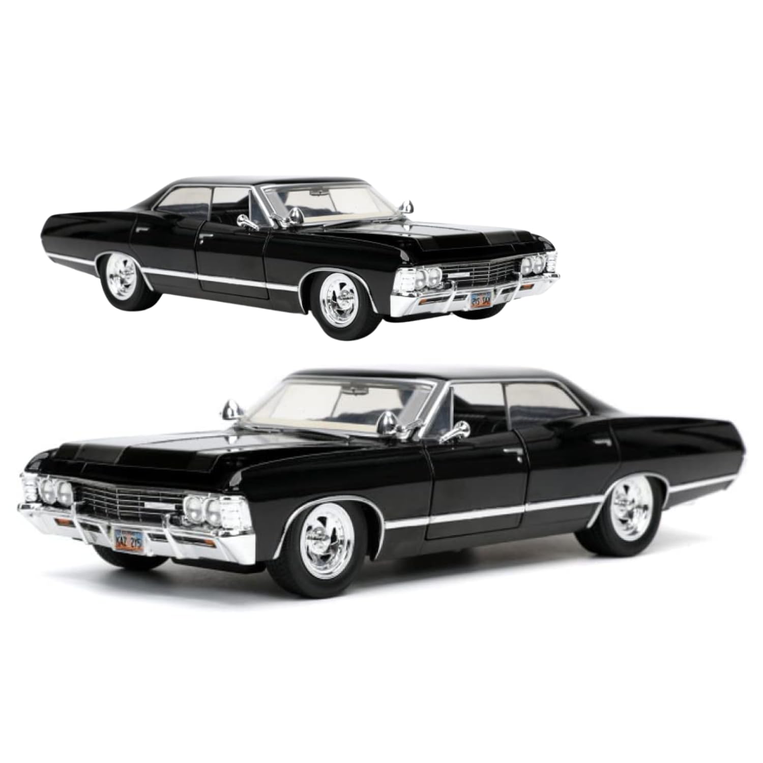 Mayatra's Kins Mart 1967 Chevrolet Impala 1:36 Scale Model Car with Openable Doors & Pull-Back Action (Black) — Amazon image 2