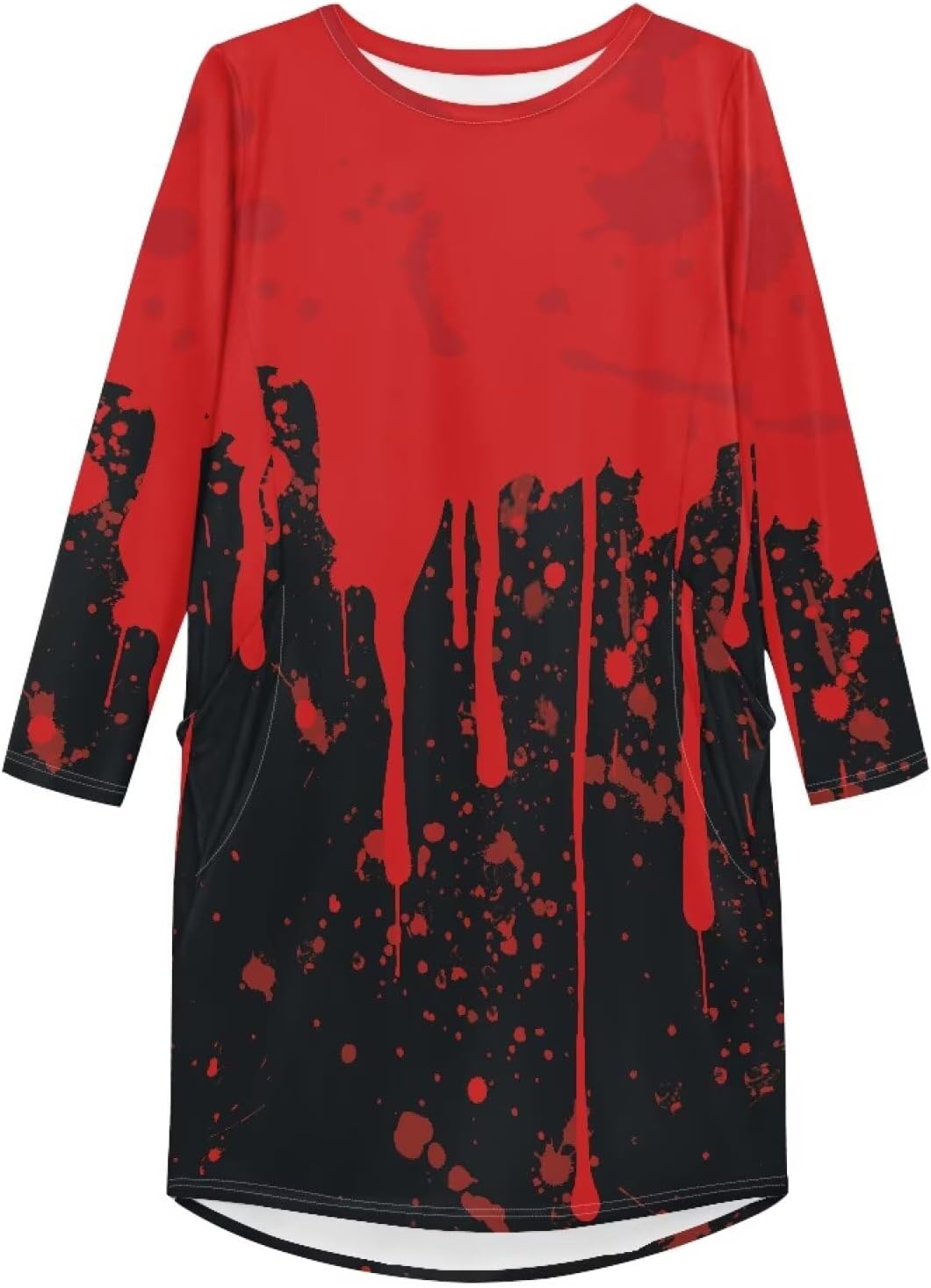 Gomyblomy Long Sleeve Nightgowns for Women Halloween Sleepwear Soft Cozy Sleep Shirts with Pockets Plus Size Nightdress