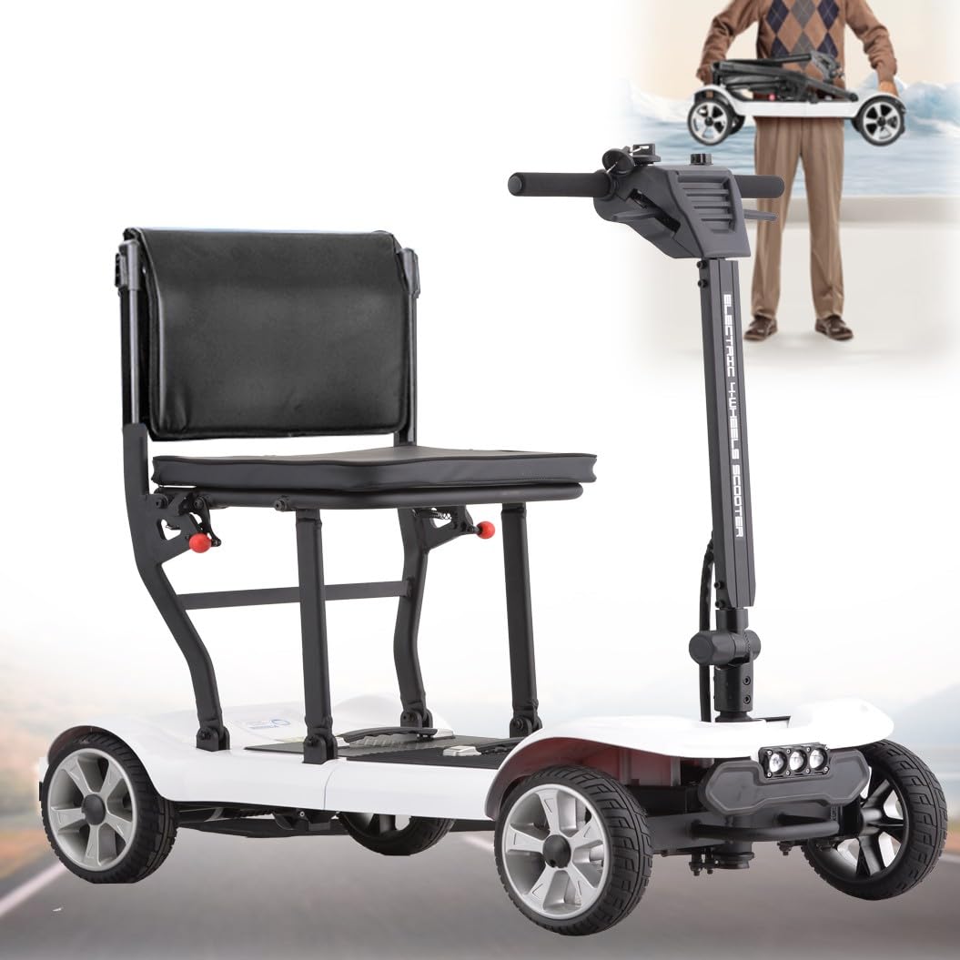 Scooter De Movilidad De 4 Ruedas,Scooter De Movilidad Plegable,Scooter De Viaje Portátil,Silla De Ruedas Eléctrica Plegable,Aleación De Aluminio,para Adultos Mayores,Carga 120 Kg 10ah