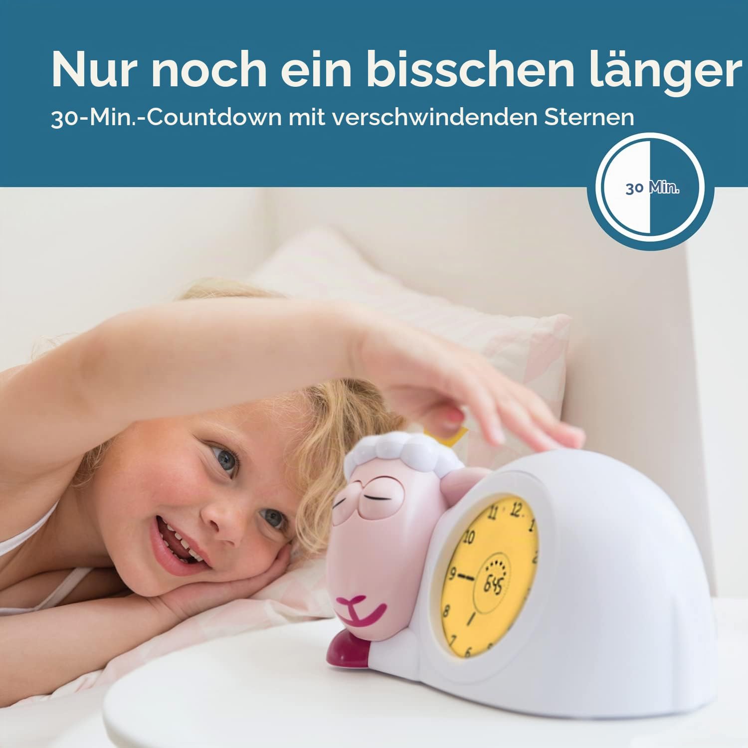 ZAZU Sam the Lamb Uhr – Schlafcoach Uhr und Nachtlicht für Kinder | Bringt Ihrem Kind mit visuellen Indikatoren bei, wann es aufwachen soll | Einstellbare Helligkeit | Automatische Abschaltung