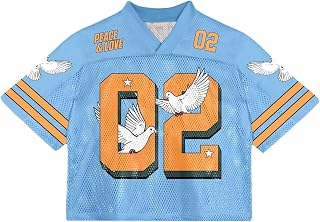 Men's Y2K Mesh V Neck Jersey Shirts Half Sleeve Striped Number Graphic Tees Sports Tops