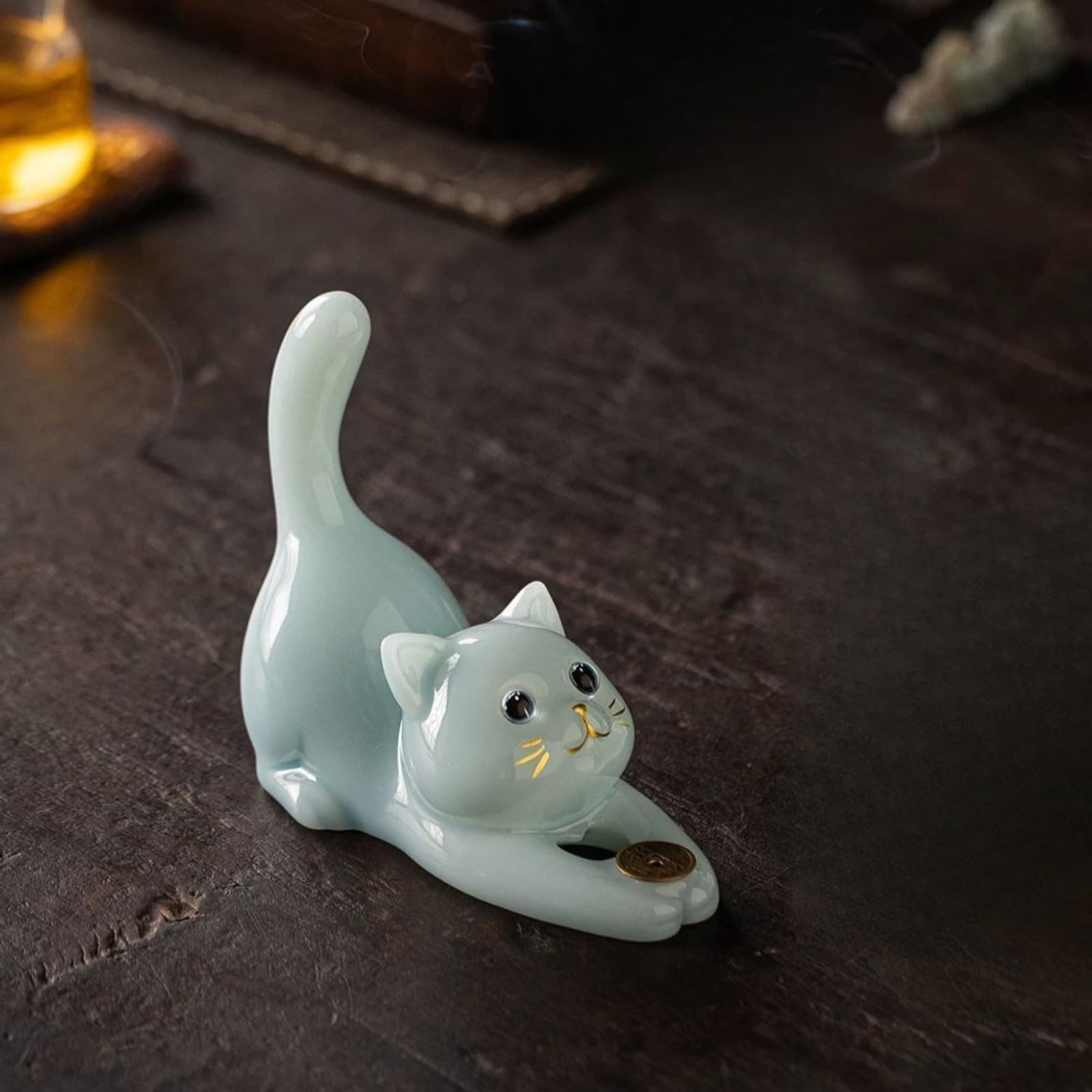 Porta incenso in ceramica, 12,1 cm / 4.8in, per cerimonia del tè