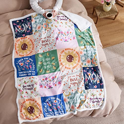 Bedsure Gifts For Mom, Dauhters, Grandma, Wife, Mom Blanket From Daughter, Husband, Son, Gifts For Anniversary Mom Birthday Gifts, Soft Patchwork Throw Blankets For Women 60" × 50" #TOP4