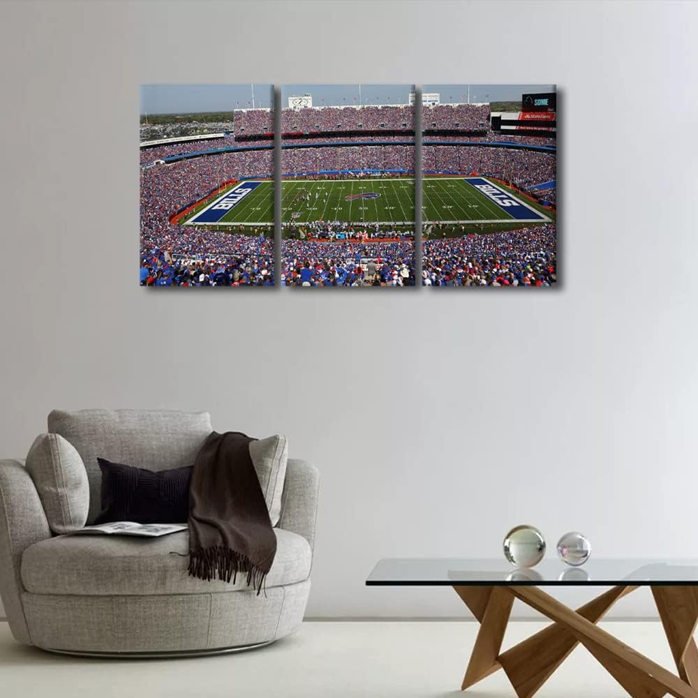 Wall Art for Living Room Highmark Stadium Paintings on Canvas American Buffalo Football Pictures Bills Artwork Giclee Home Decor Wooden Framed Stretched Ready to Hang Posters, 72" Wx36 H 72"Wx36"H Artwork-25