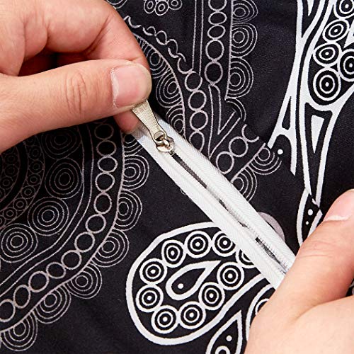 Lamejor Duvet Cover Set King Size Halloween Decor Skull Skeleton/Paisley Floral Pattern Luxury Soft Bedding Set Comforter Cover (1 Duvet Cover+2 Pillowcases) Black #TOP5