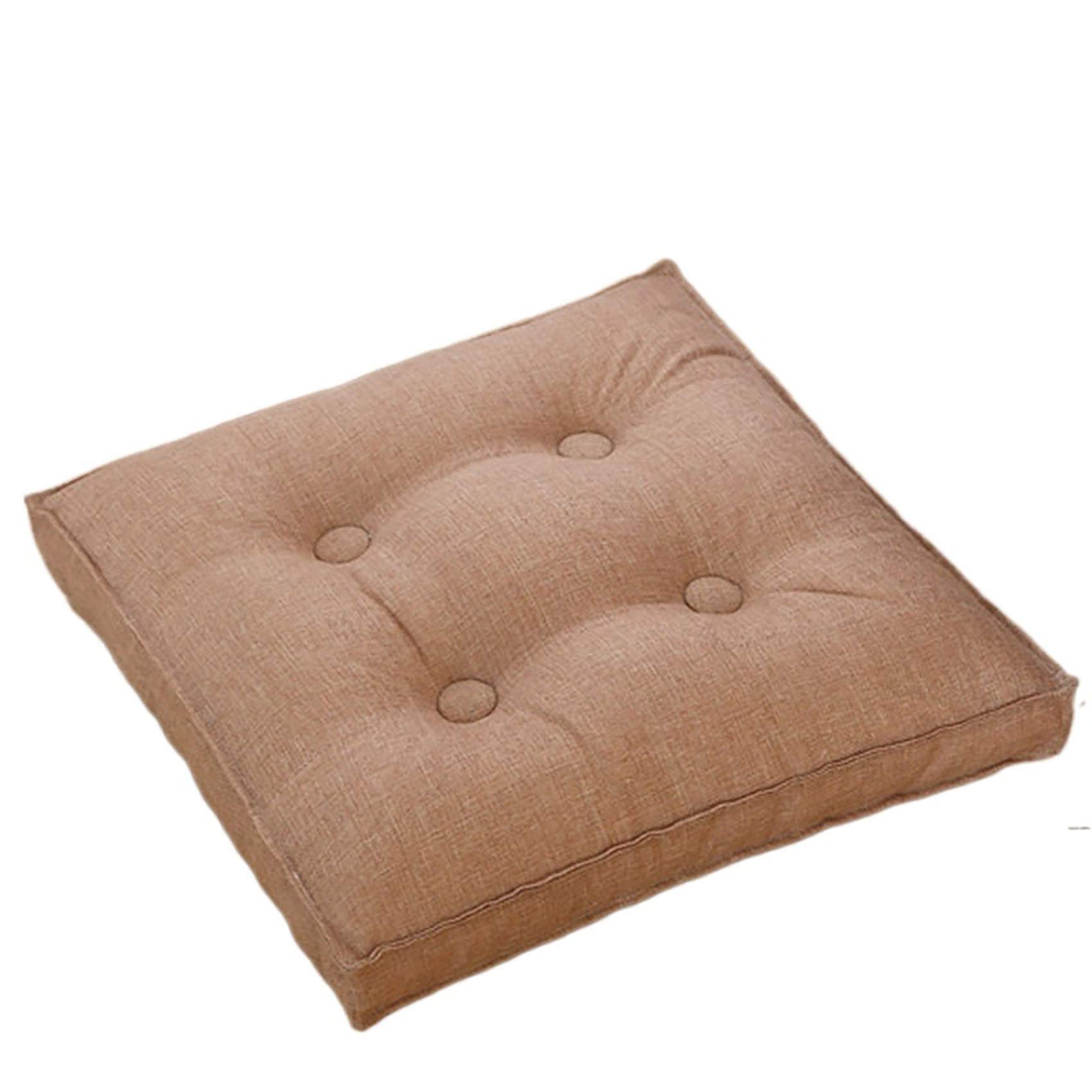 ZYBCQL Square Cotton Linen Floor Cushion,Soft Yoga Tatami Meditation Cushion Seat Pad Floor Pillow,Removable and Washable Chair Cushion-Khaki 50x50x8cm(19.7x19.7x3in)